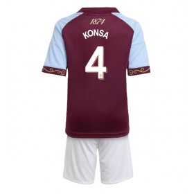 Dětské fotbalový komplet Aston Villa Ezri Konsa #4 Domácí košile 2025-26 Krátkým Rukávem